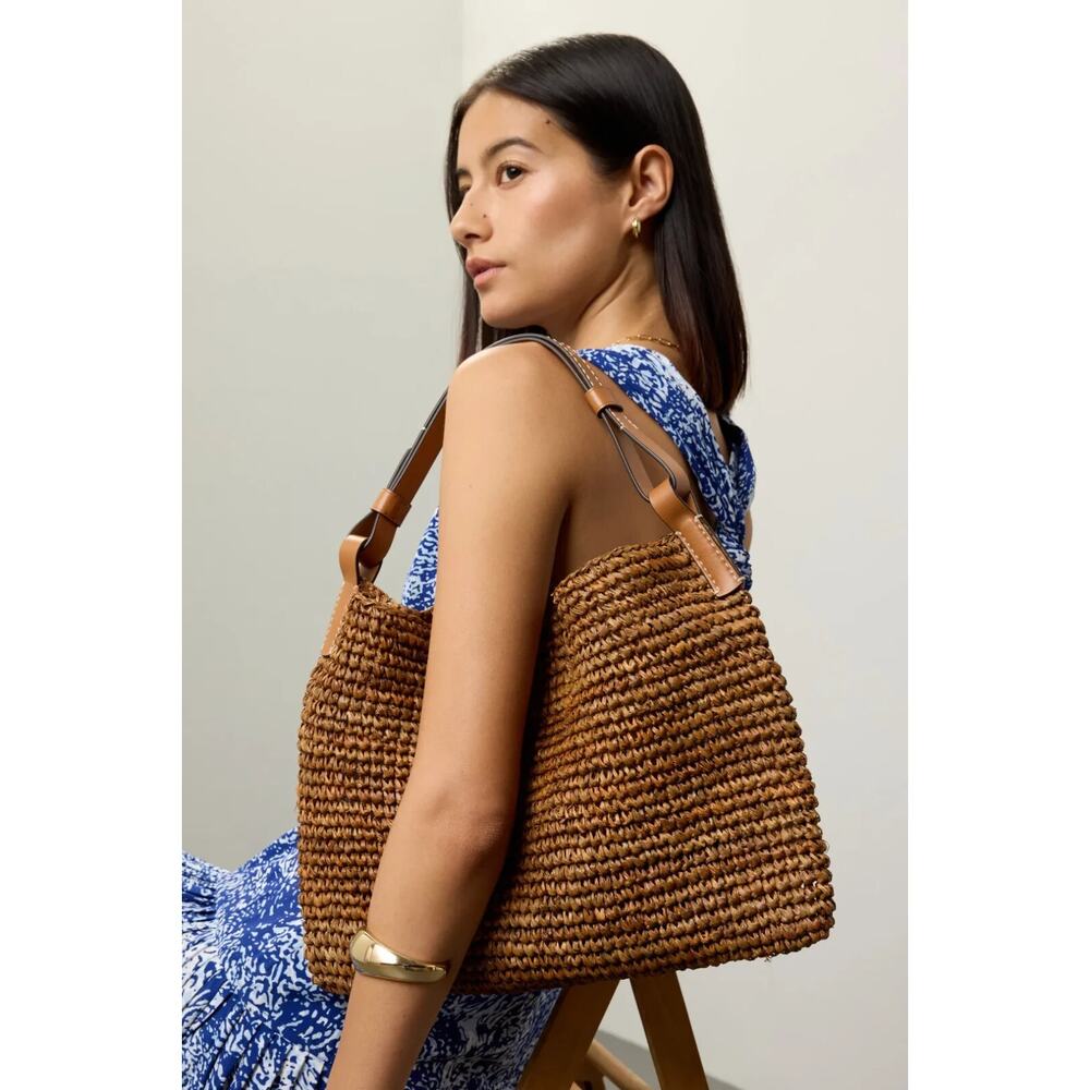 Proenza Schouler White Label Minetta Brown Raffia Shoulder Bag with Pouch - Picture 2 of 15